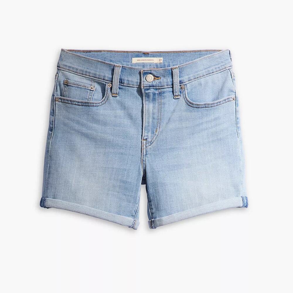 NWT‎ Levi's Mid Length Denim Shorts Rolled Hem Light Wash 32